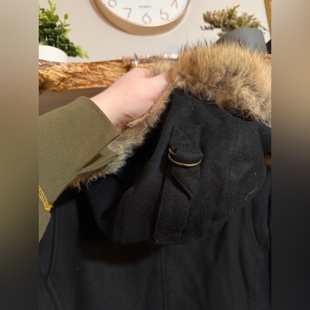 NWT Andrew Marc New York Black Utility Jacket Winter Coat Parka with Real Fur - Picture 9 of 9